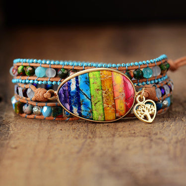 Geometric Spiritual Chakra Jasper Wrap Bracelet